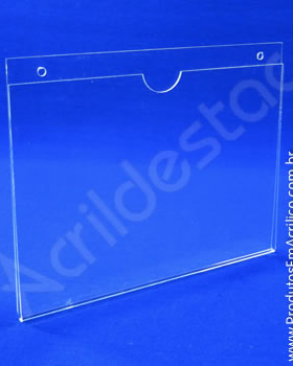 Display de PS Cristal acrilico similar Porta Folhetos de parede modelo U Duplo A5 15x21 Horizontal