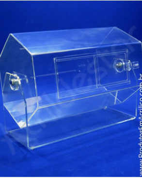 Urna de acrilico giratoria sextavado 30x22 cm para cupons sorteio Produtos em Acrilico
