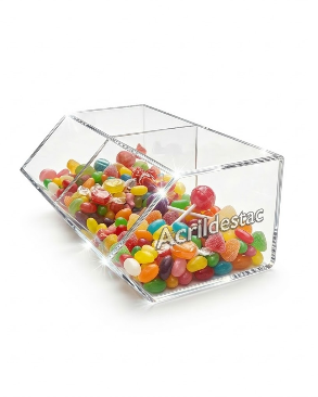 Baleiro de acrilico cristal Duplo 15x36x22cm para quiosques lojas