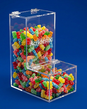 Baleiro de acrílico cristal individual 23cm Alt para a granel  doces lojas festas balas