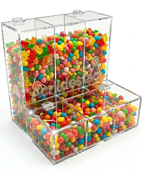 Baleiro de acrilico cristal triplo 23cm Alt para docerias supermercados padarias emporios lojas