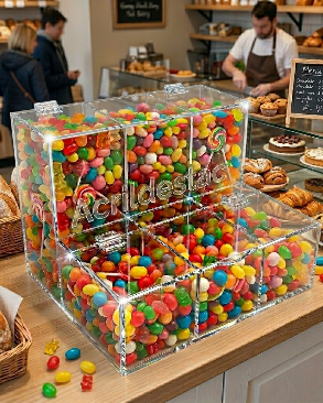 Baleiro de acrilico cristal triplo 23cm Alt para docerias supermercados padarias emporios lojas