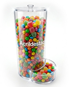 Baleiro de acrilico cristal Tubo efeito gravitacional com Tampa e Dispenser 44 cm