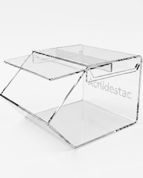 Baleiro de acrilico transparente com Tampa de correr 15x16x20cm para lojas