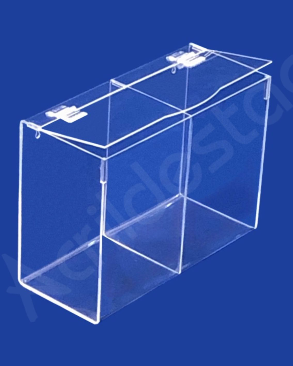 Caixa de EPI Acrilico 22x30cm Dupla com divisoria - caixa transparente para EPIs