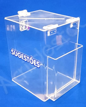 Caixa de Sugestões em Acrilico Cristal 20cm caixa retangular