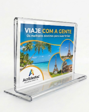 Display acrilico T duplo de mesa para folders A3 30x42 Horizontal