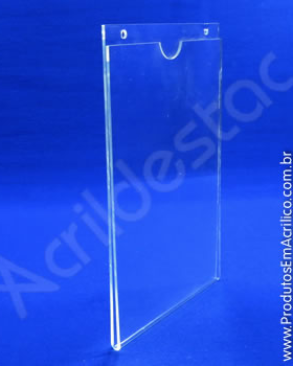 Display de acrilico Porta Folheto de parede modelo U Duplo A5 21x15 Vertical