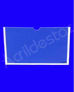 Display de acrilico Cristal Porta Folheto de parede com moldura A6 Horizontal