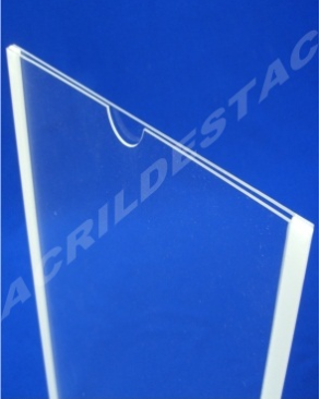 Display de PS Cristal acrilico similar para parede DUPLO Com Fundo Bolso Folha A3 Vertical