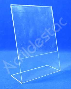 Display de mesa balcão em L PS cristal acrilico similar expositor de folders A3 42x30 Vertical