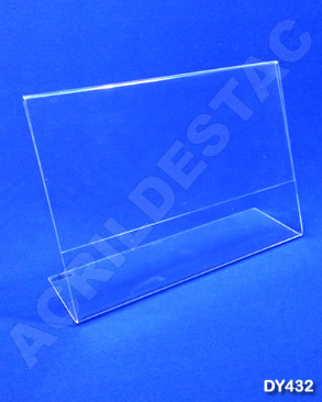 Display de mesa em L PS cristal acrilico similar para balcão A4 21x30 horizontal