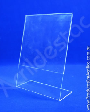 Display de PS cristal acrilico similar em L para mesa e balcão expositor de panfleto A5 Vertical