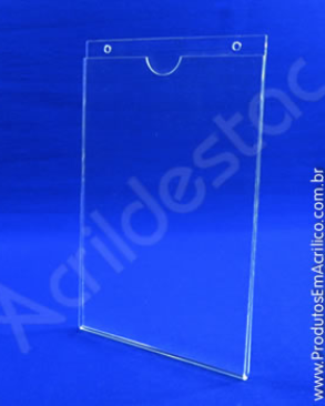 Display de PS Cristal acrilico similar Porta Folhas para parede modelo U Duplo A4 30x21 Vertical