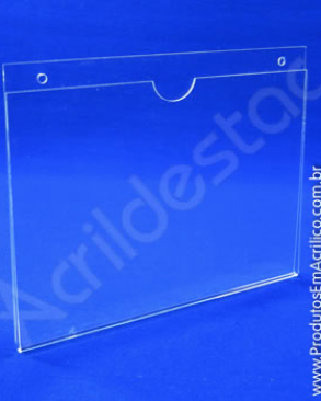 Display de acrilico Porta Folheto de parede modelo U Duplo A5 15x21 Horizontal