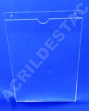 Display de acrilico Porta Folheto de parede modelo U Duplo A2 59,4x42 Vertical 3mm