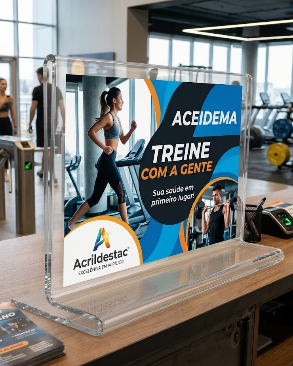 Display de acrilico T de mesa para folhetos e folders A4 21x30 Horizontal
