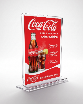 Display de acrilico T invertido para balcão mesa restaurante A6 15x10 Vertical 