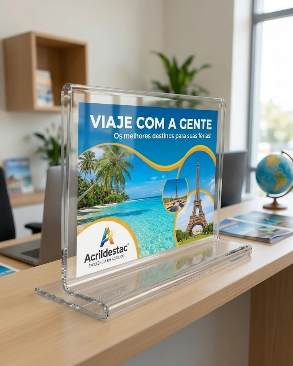 Display de mesa PS Cristal acrilico similar T invertido para folders A3 42x30 Horizontal