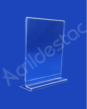 Display de mesa T invertido PS Cristal acrilico similar para folders A4 30x21 Vertical