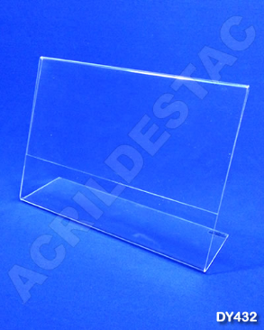 Display de PS cristal acrilico similar em L para mesa e balcão expositor de panfleto A5 Horizontal