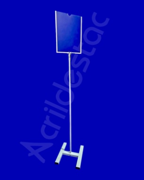 Display Expositor Acrilico Porta Folheto de Piso para Cardapio A4 30x21 Base Aluminio H Branco