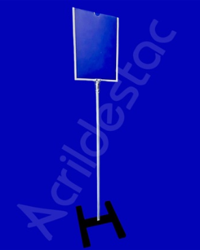 Display Expositor Acrilico Porta Folheto de Piso para Cardapio A4 30x21 Base Aluminio H Preto