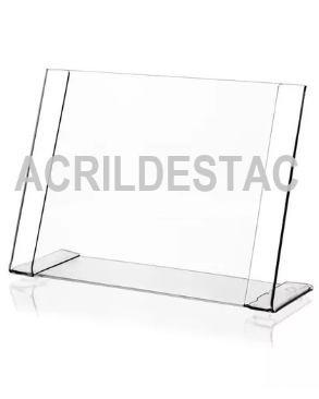Display PETG cristal em L para mesa e balcão A5 15x21 Horizontal