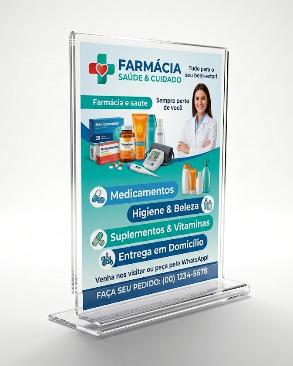 Display T de mesa e balcão PS Cristal acrilico similar A5 21x15 Vertical em Promoção