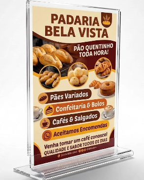 Display T de mesa PS Cristal acrilico similar para folhas A3 42x30 Vertical