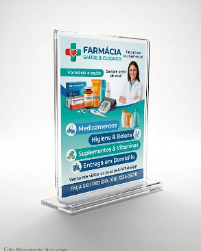 Display T PS Cristal acrilico similar para balcão mesa restaurante A6 10x15 Vertical