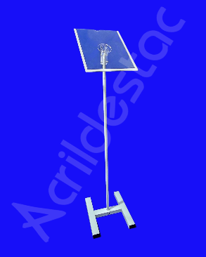 Porta Cardapio Acrilico Pedestal de Chão Torre para Folha A3 42x30 Base Aluminio H Branco
