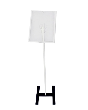 Porta Folheto Pedestal Acrilico de chão para Cardapio e Panfleto A4 30x21 Vertical Base Aluminio H Preto