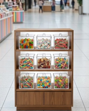 Potes de Acrílico para alimentos secos em Supermercados 45 x 25 cm (alt x base) - 28,0 L
