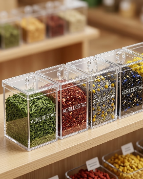 Potes de Acrílico para cereais doces 15 x 10 cm (alt x base) - 1,5 L