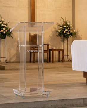 Pulpito de Acrilico DUBAI Fixo para Igrejas e Eventos