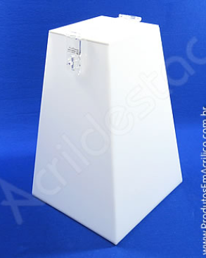 Urna de acrilico Branca Piramide 20cm alt CIPA e Adesivo Personalizada