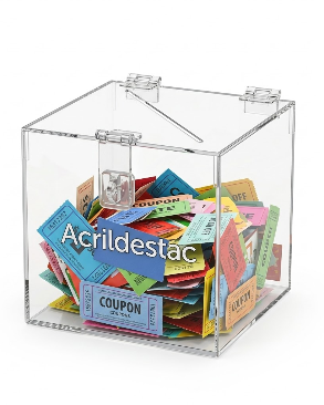 Urna de acrilico Cristal 20x20cm alt Quadrada Cubo arrecadações e eventos 