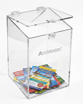 Urna de acrilico Cristal transparente 20 alt x 15 x 15cm Base para cupons