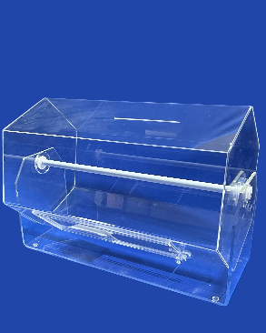 Urna de acrilico giratoria sextavado 100x50 cm para sorteio cupons 