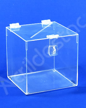 Urna de acrilico Cristal 15x15cm alt Quadrada Cubo sorteios e doações 