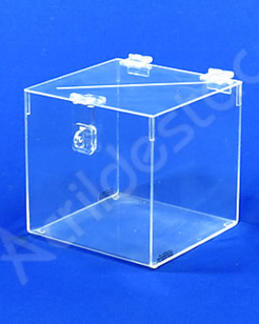 Urna de PS Cristal Quadrada similar ao acrilico Cubo 20x20cm arrecadações e eventos