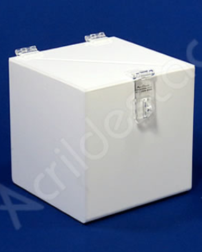 Urna de PS Branca Quadrada similar ao acrilico Cubo 30x30cm para eventos e sorteios