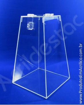 Urna em PS Cristal Piramide similar ao Acrilico 30cm alt para sorteios e eventos